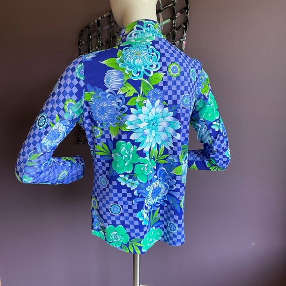 Gottex SPF 50 sunscreen long sleeved purple floral shirt M - Picture 2 of 3